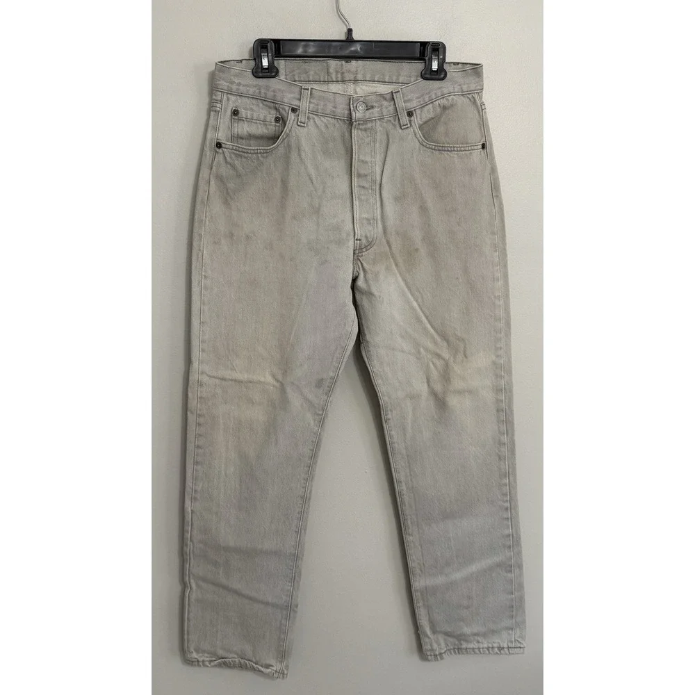 Vintage Levi's 501XX Men's 34x32 Original Fit Button Fly Gray Light Wash Jeans